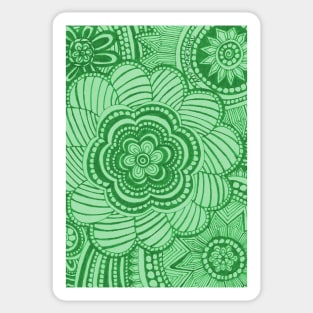 Seaweed Green Floral Snowflakes Sticker